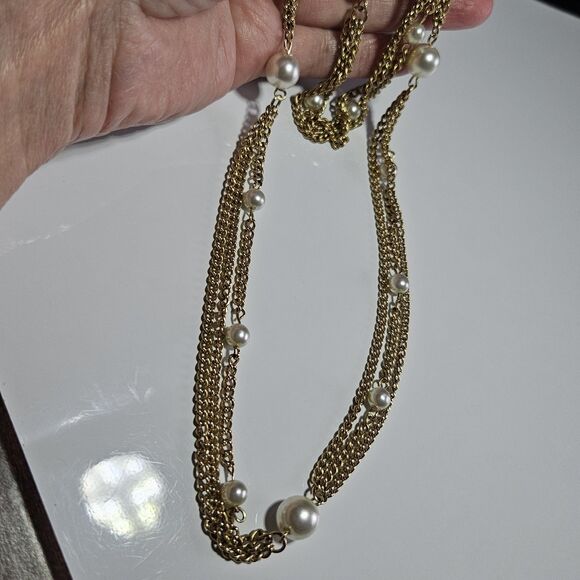 *Sale* Vtg 1970s Emmons Scenario Faux Pearl Bead Gold Tone Necklace Bracelet - Picture 3 of 13